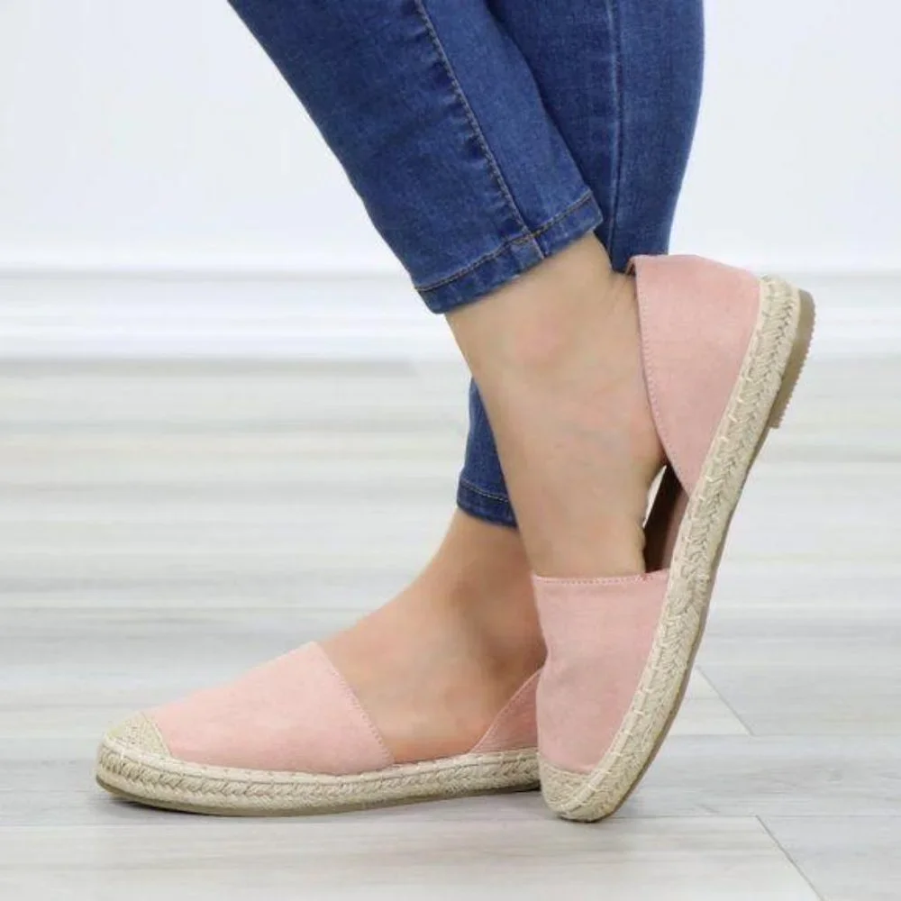 Rose Vegan Suede Flat Slip On Loafer Espadrille - Picture 5 of 12